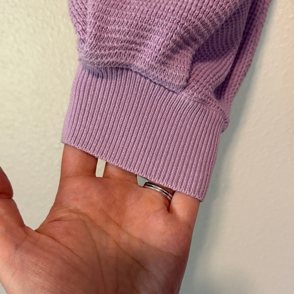 Democracy Lilac Scoop V-Notch Waffle Knit Pullover - Picture 3 of 6